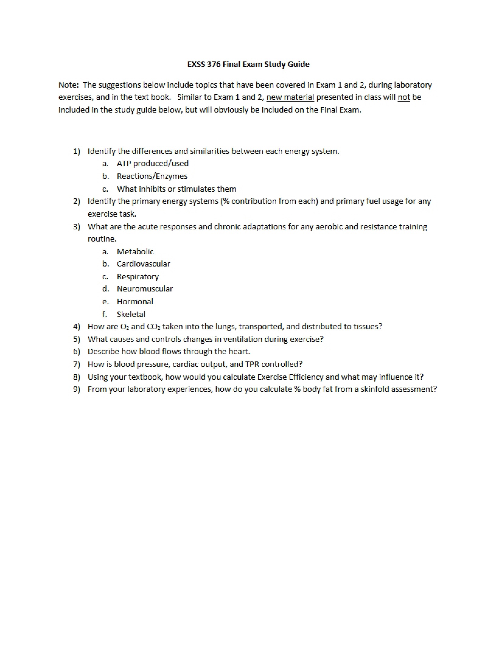 Study Guide for Human Perf Final
