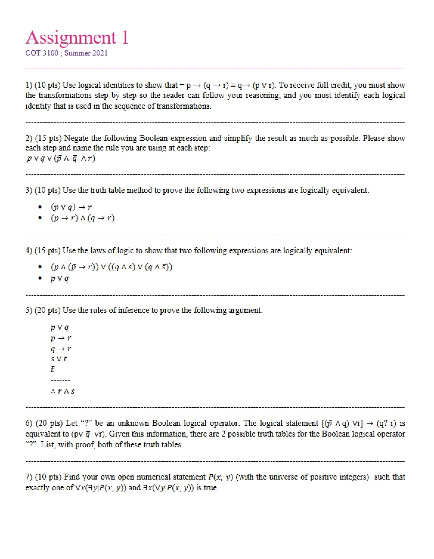 First Assignment
