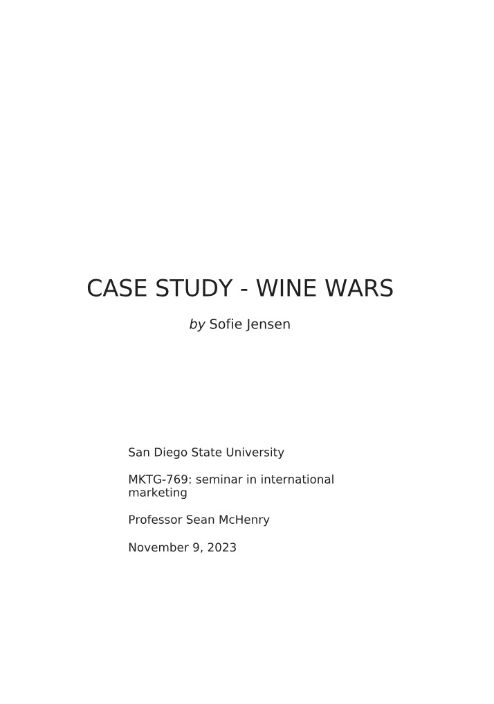 Wine Wars - Case Study