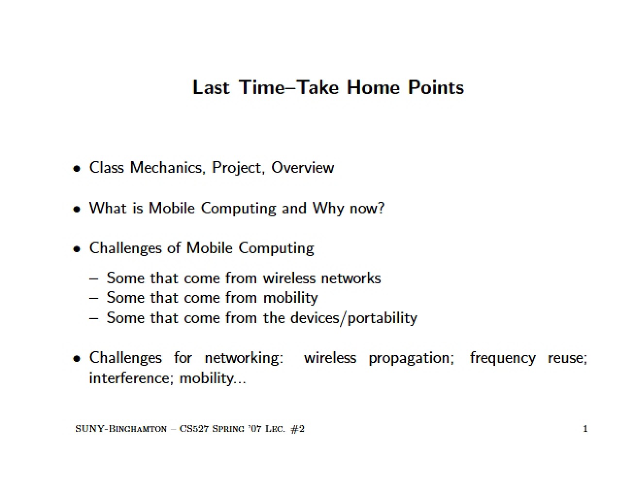 Points to Take Home