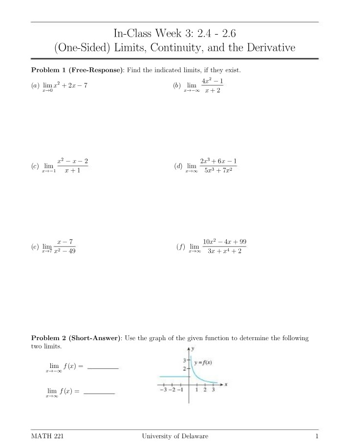 Calculus Week 3 Practice Problems