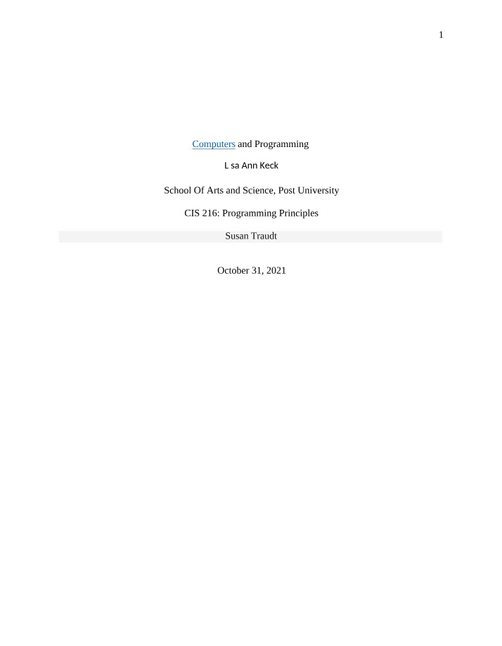 Notes on Computers and Programming