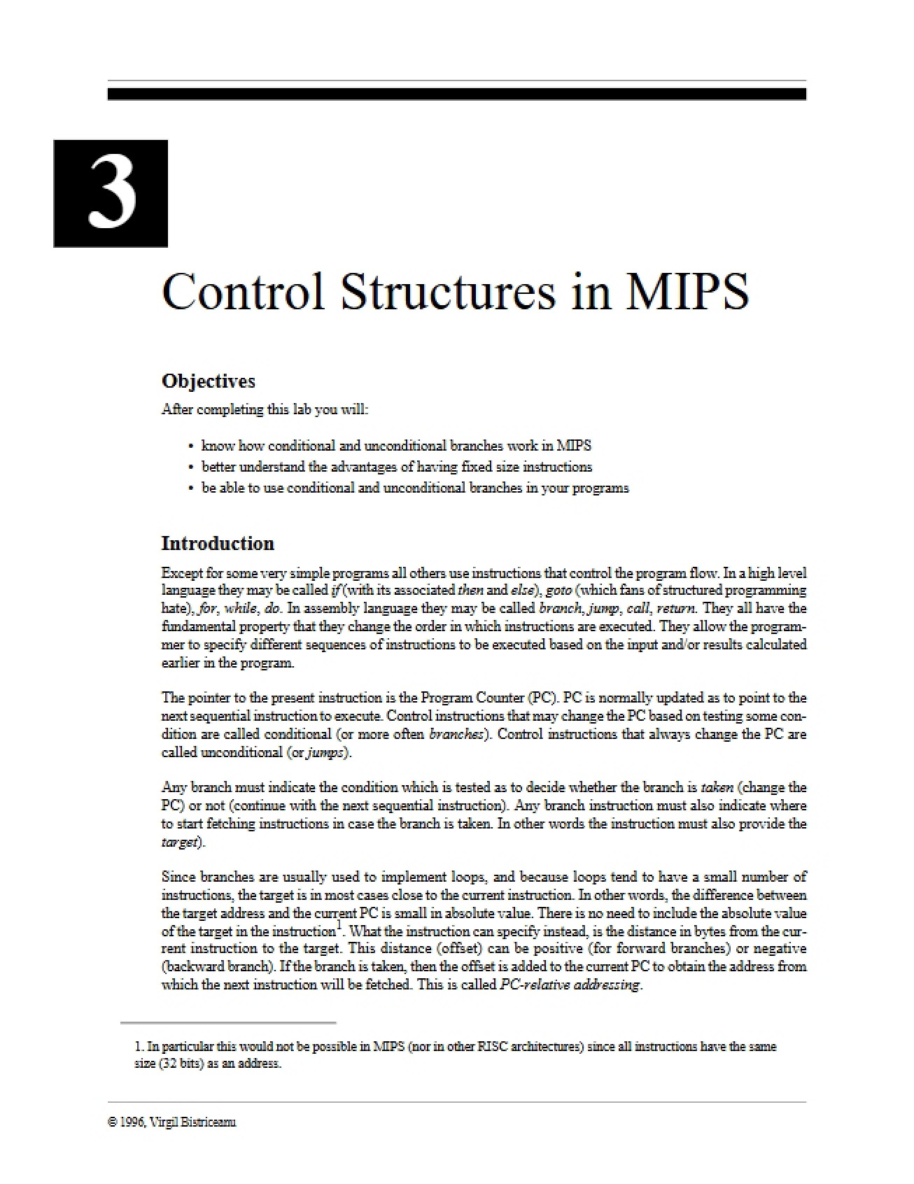 MIPS Control Structures