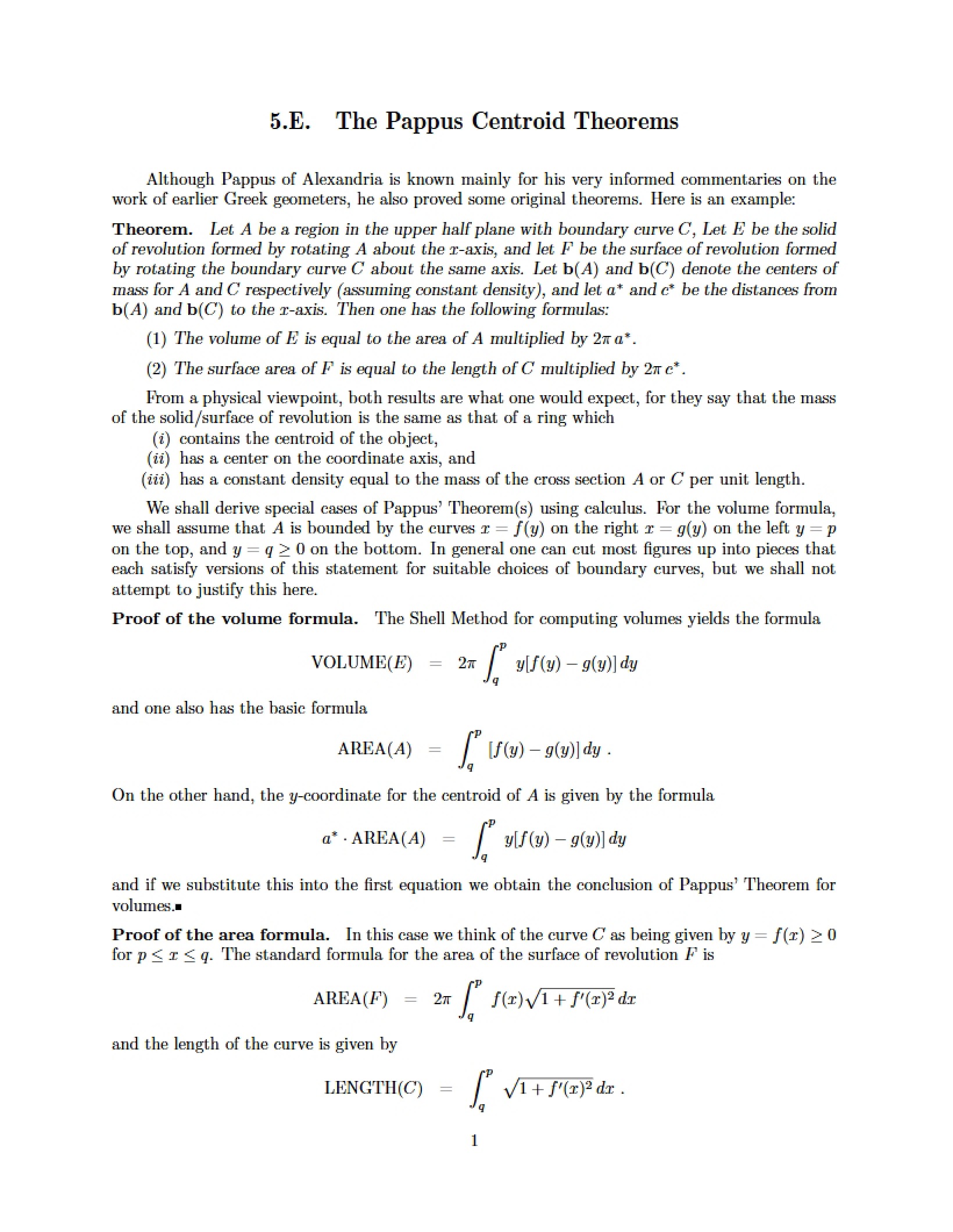 Centroid Theorems of Pappus
