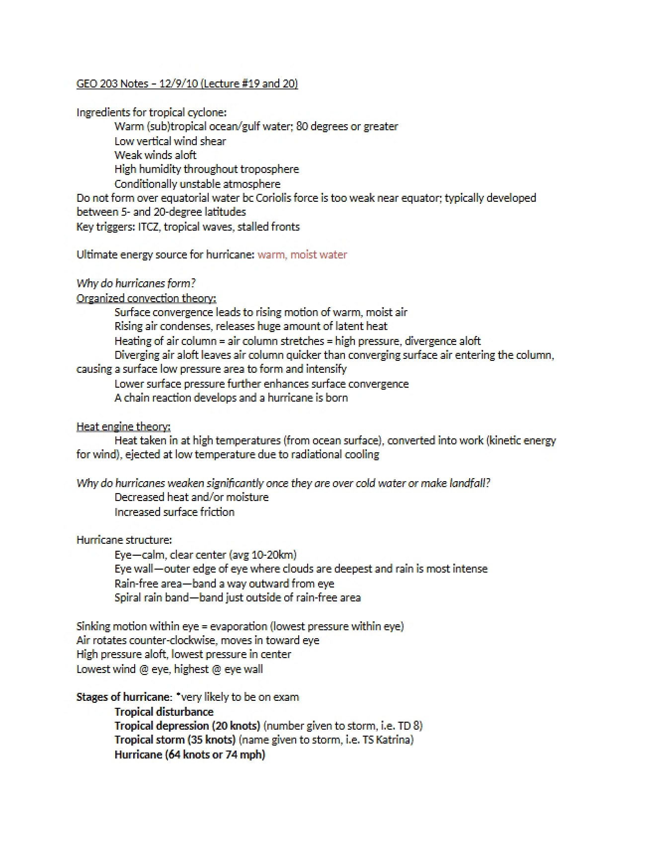 Meteorology Notes