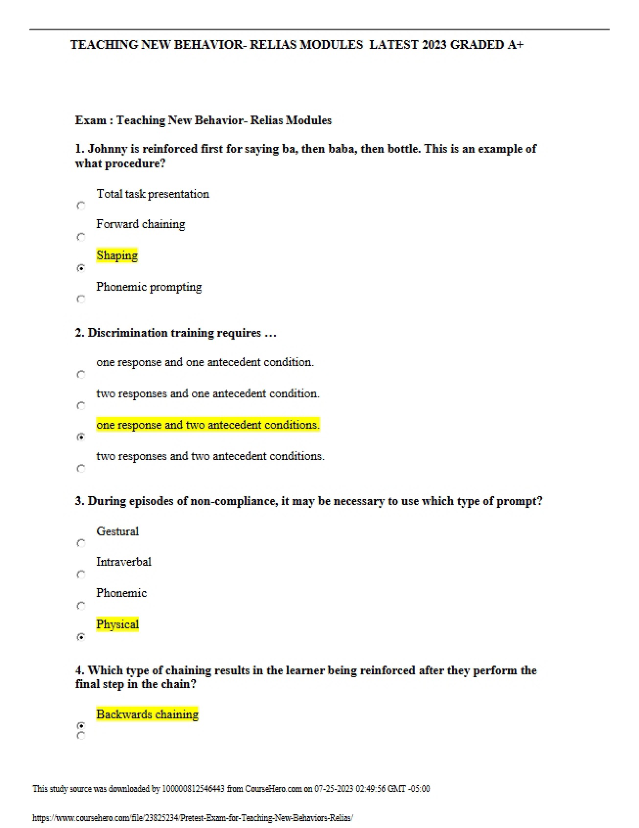 Relias Modules on Teaching New Behavior