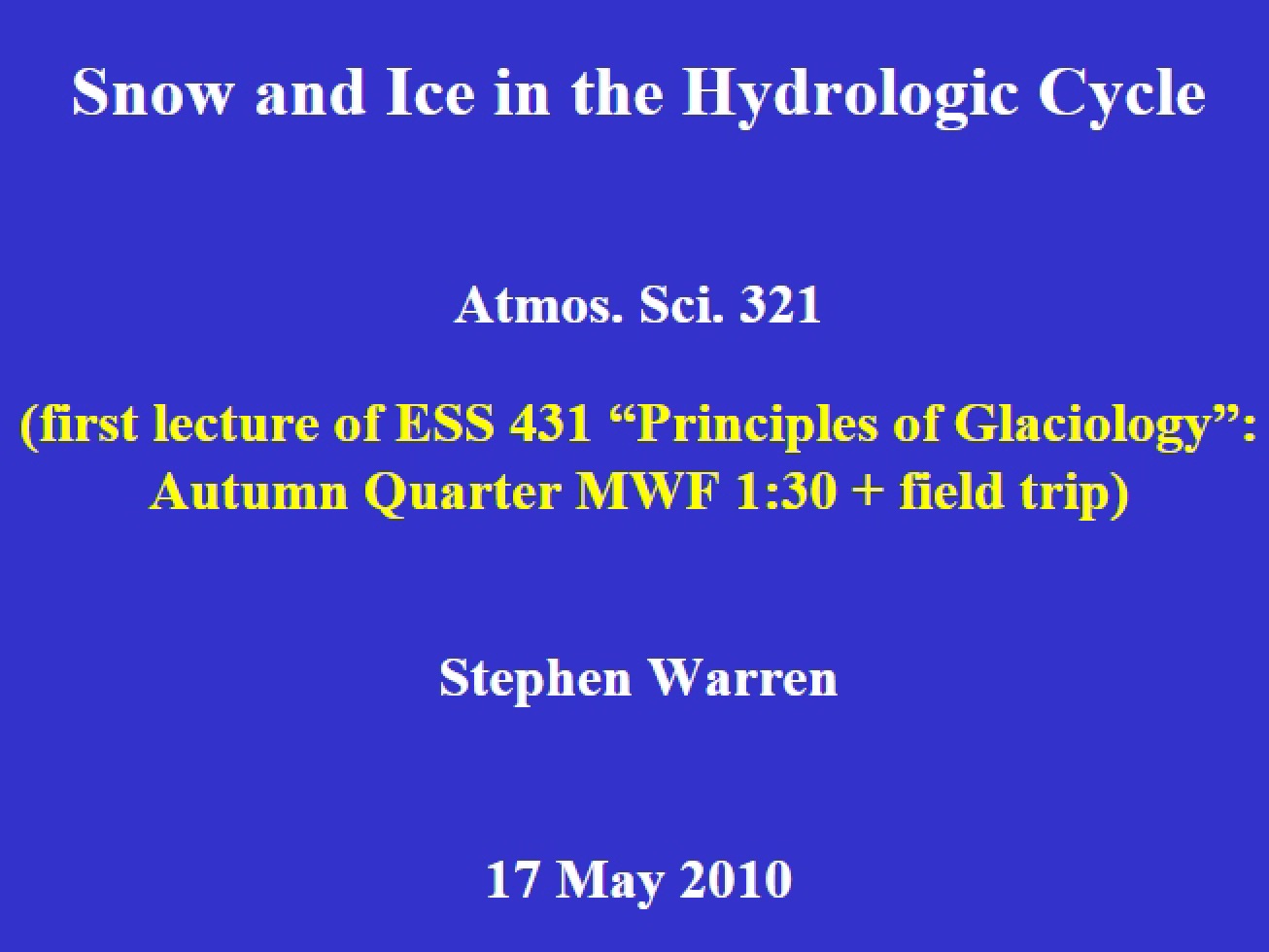 Hydrologic Cycle Snow and Ice Role