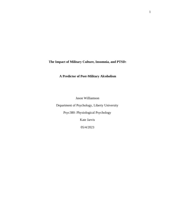 Impact of Military Culture, Insomnia, and PTSD