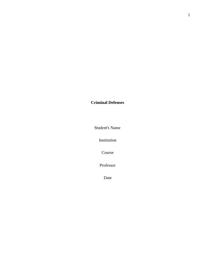 Mental Illness Defense in Criminal Law