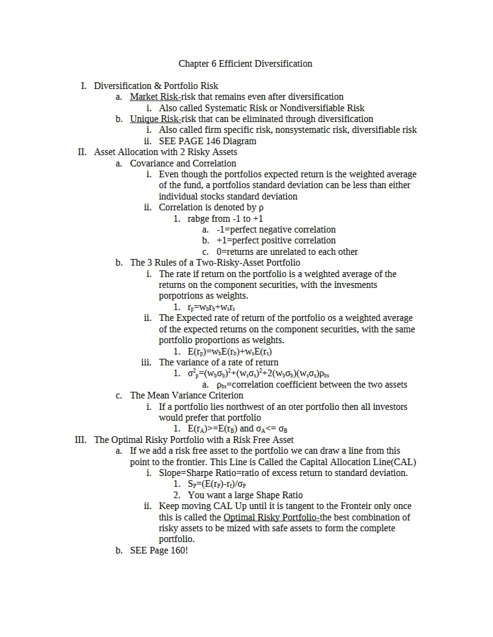 Diversification Efficiency - Chapter 6