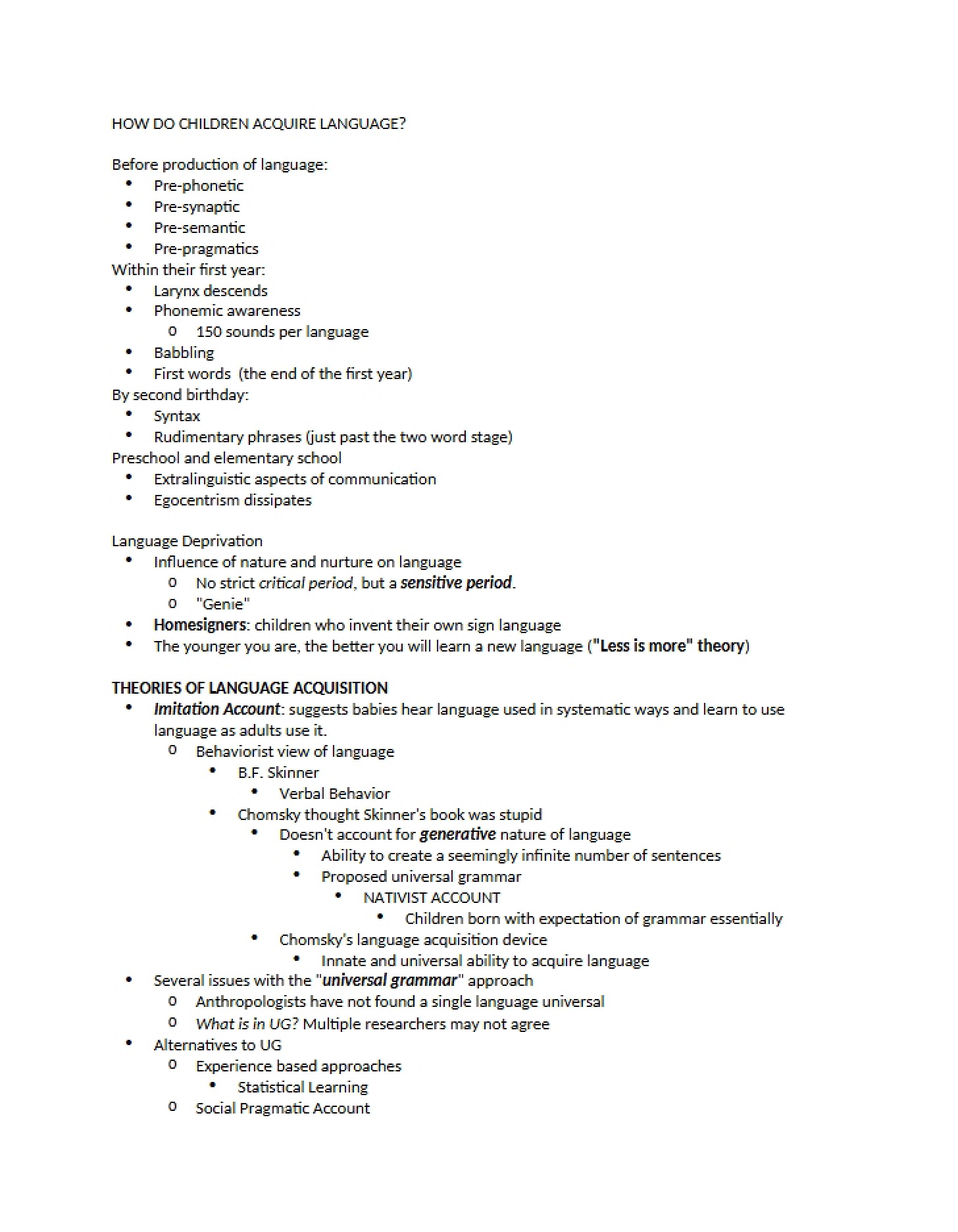 Child Language Acquisition