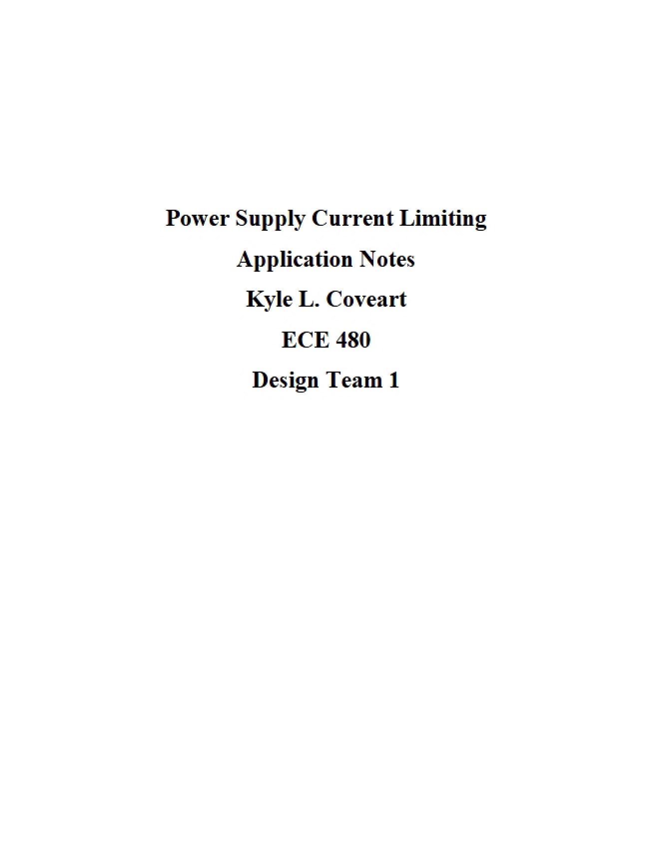 Application Notes Power Supply Current Limiting