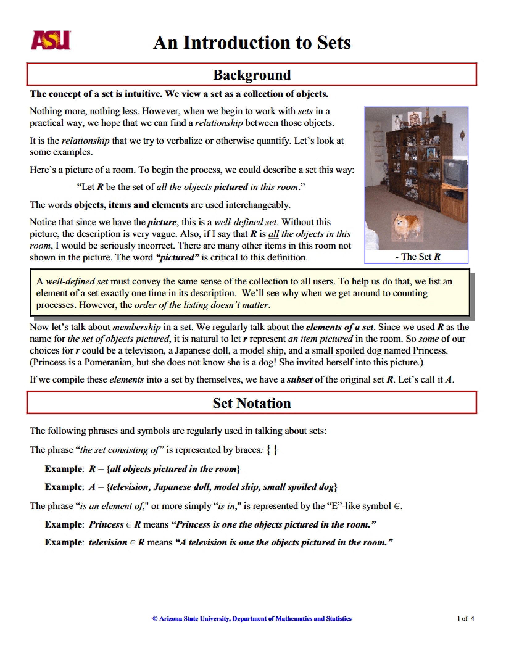 Mathematical Set Operations