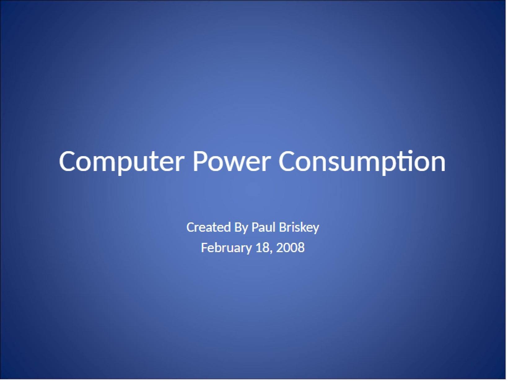 Consumption of Computer Power