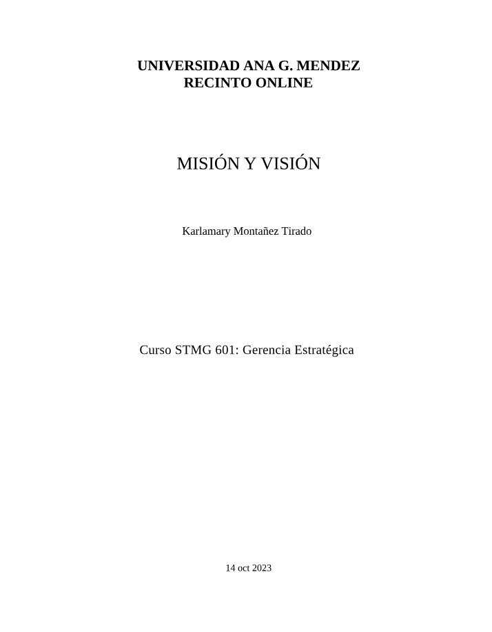 Gerencia Estratégica - Misión y Visión