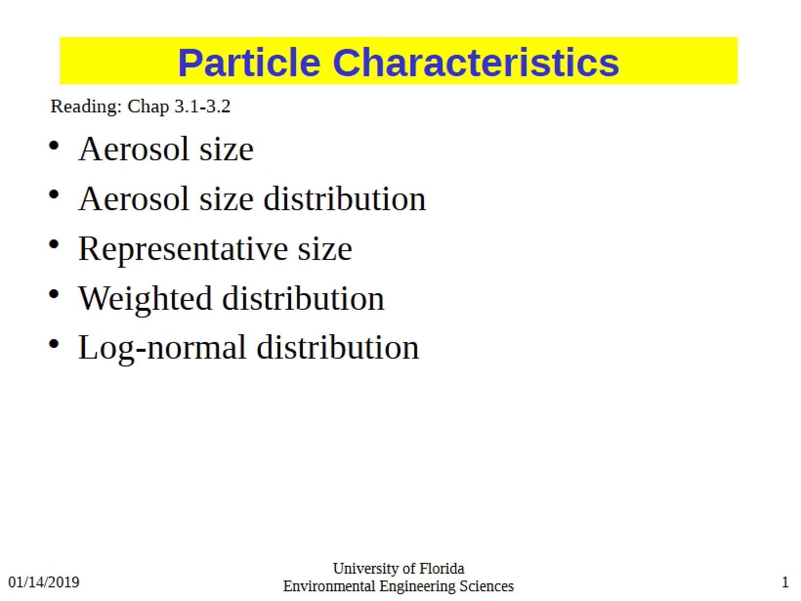 Characteristics of Particles