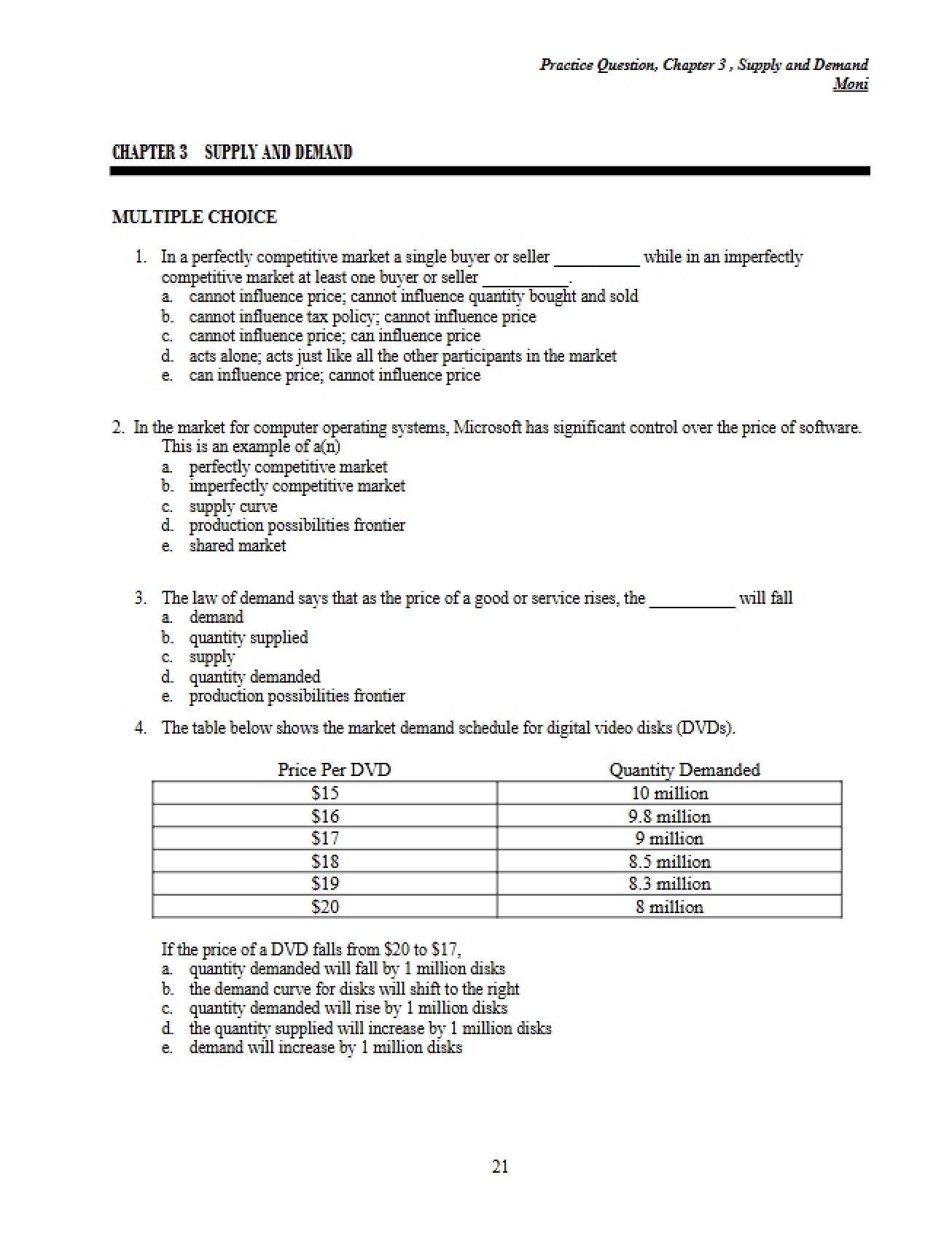 Preparatory Test for the Macroeconomics Course