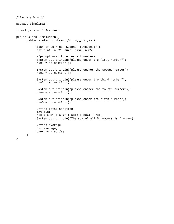 CSIS1400 - SimpleMath Java Code