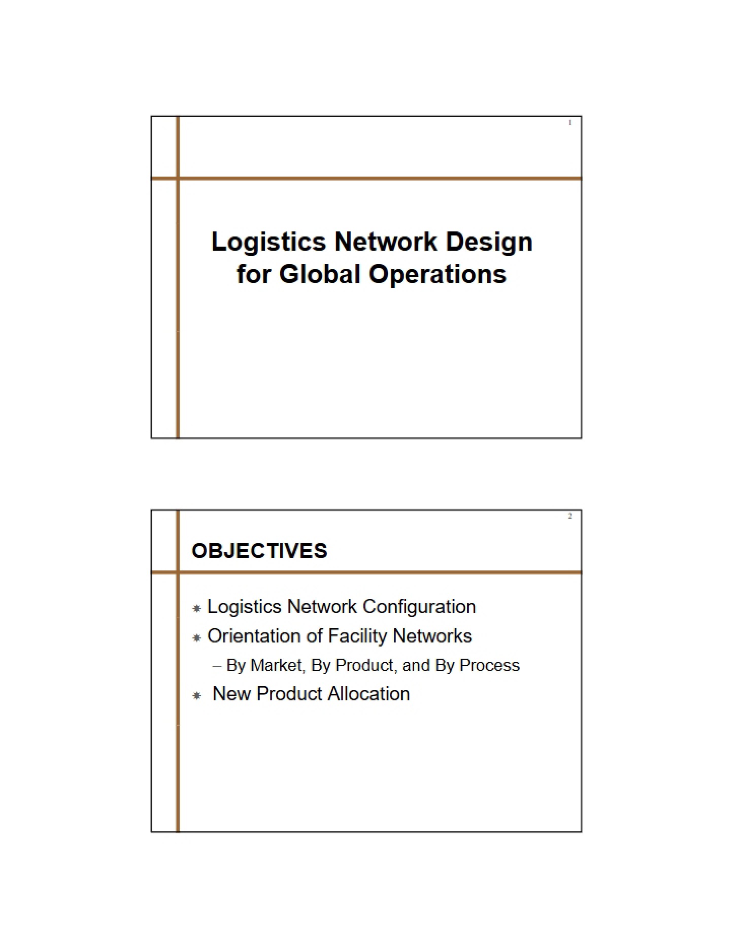 Global Operations Logistics Network Design