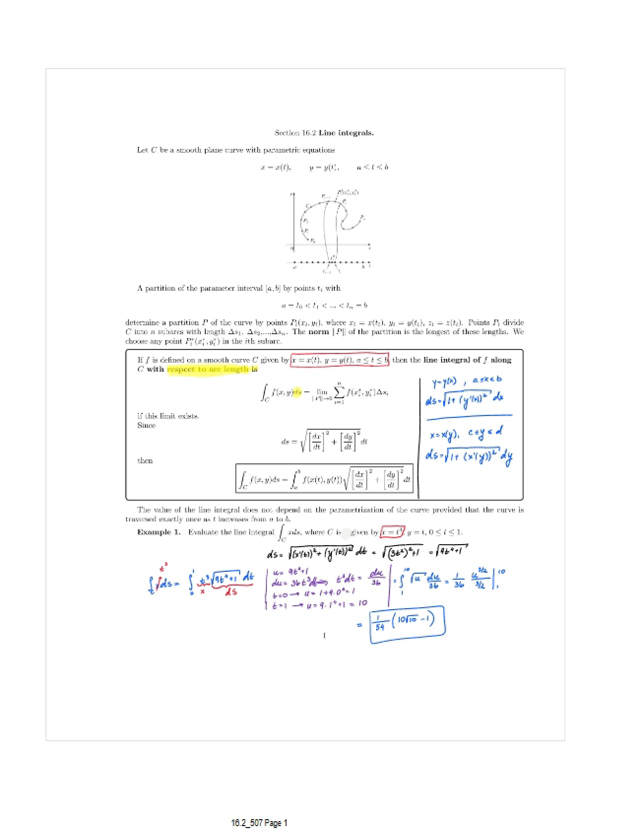 Calculations with Line Integrals