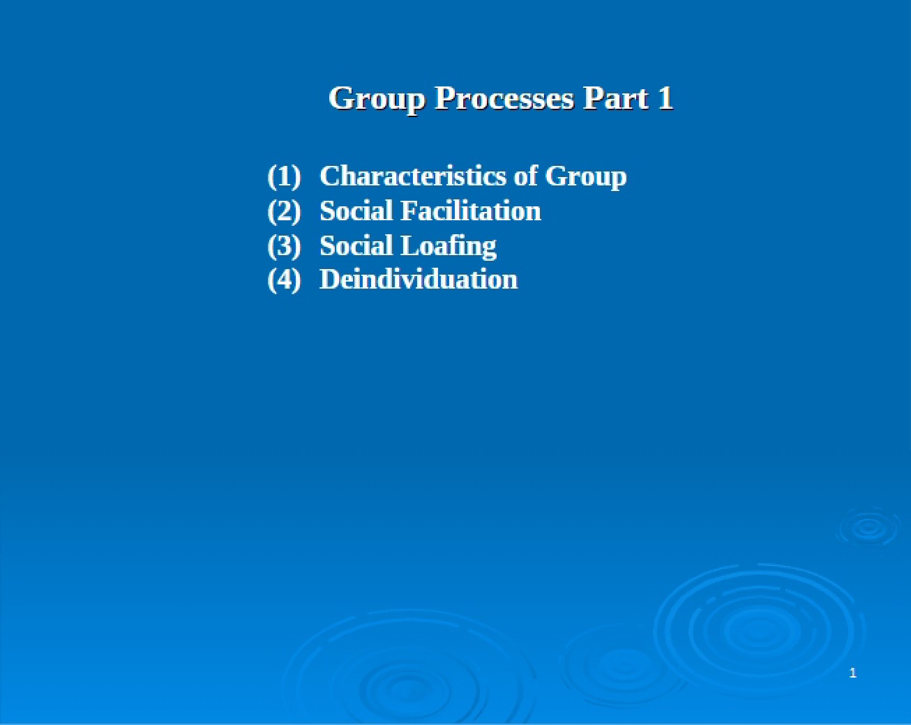 Social Psychology Group Processes Part One