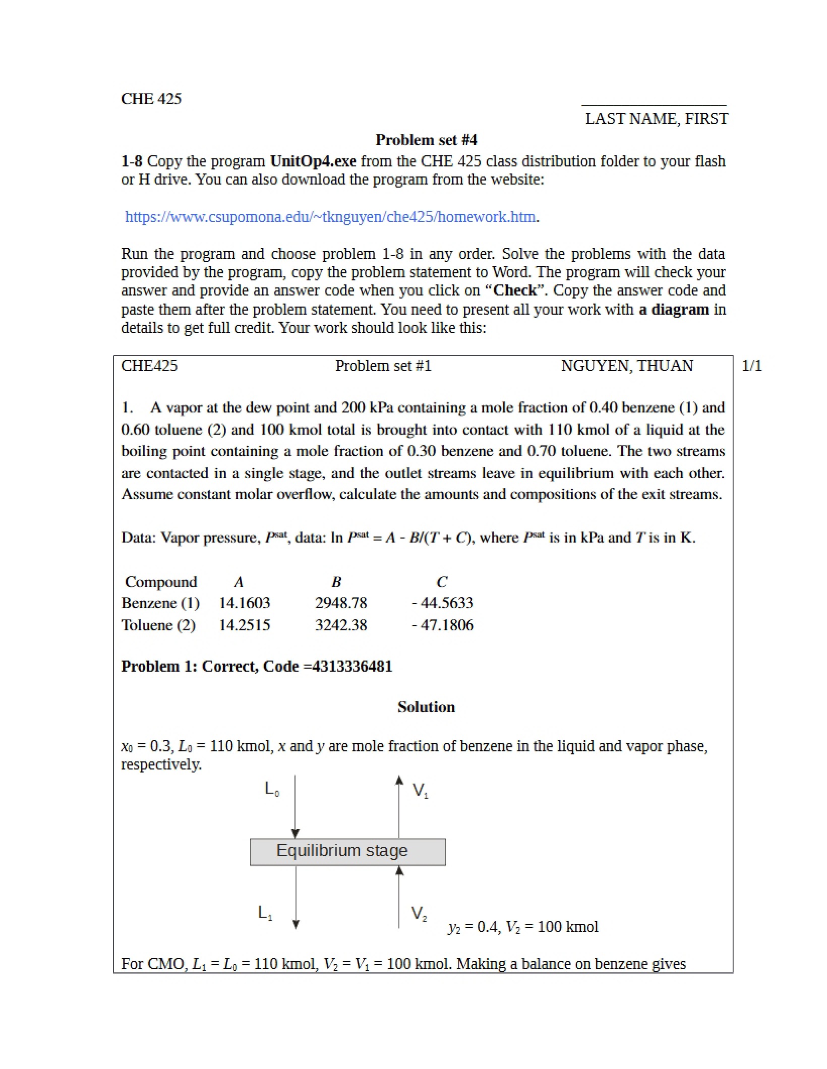 Unit Operations Problem Set 4