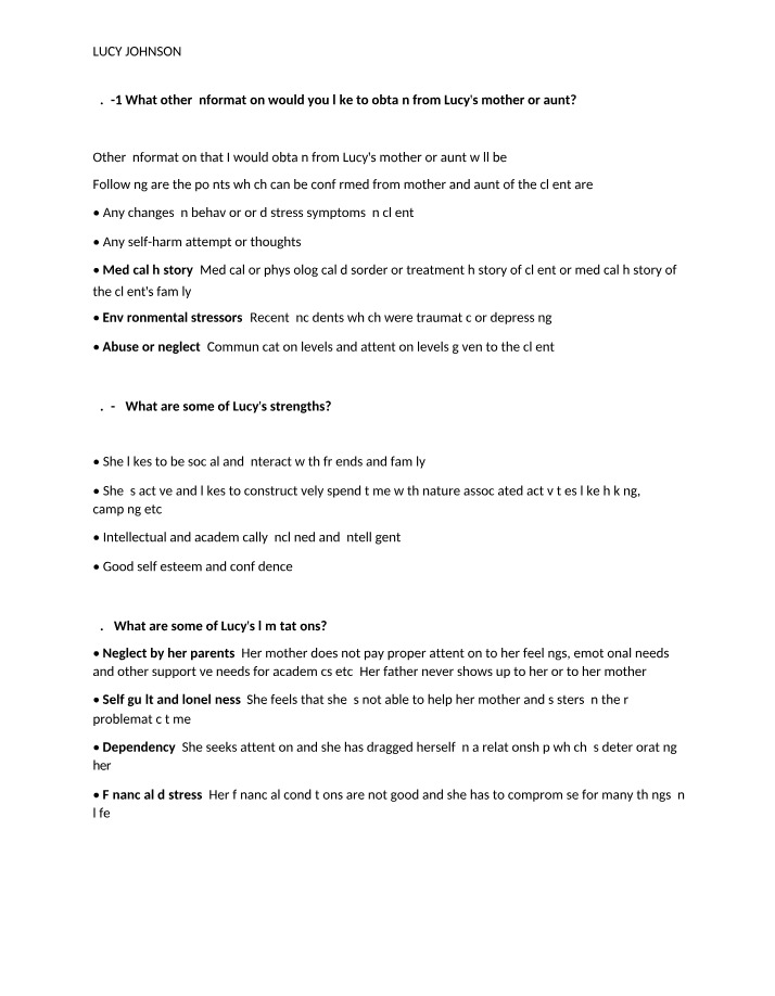 Lucy Johnson's Situation - Obtaining Information