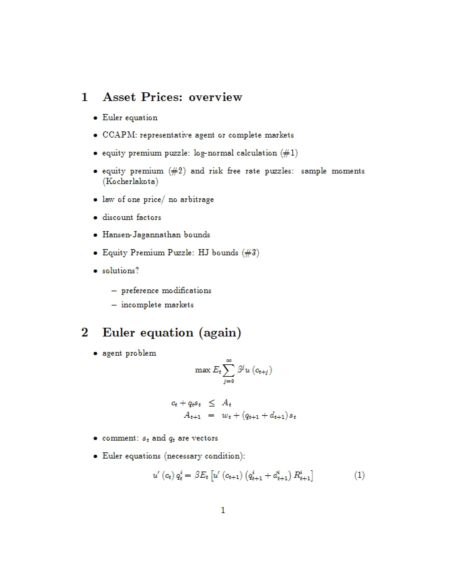 Asset Pricing Overview