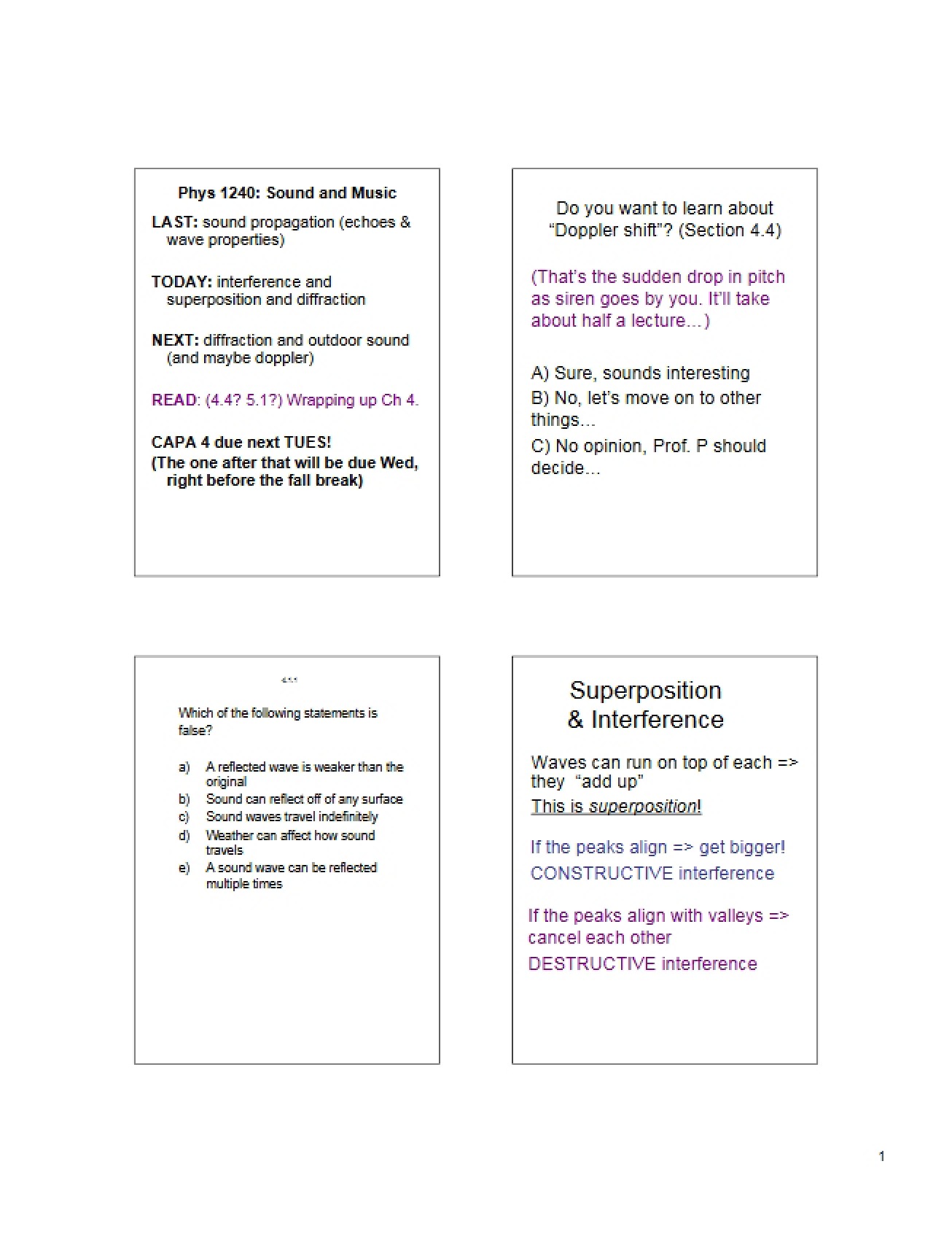 Sound and Music Lecture Notes (Set 8)