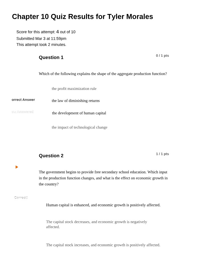 Quiz Results for Chapter 10