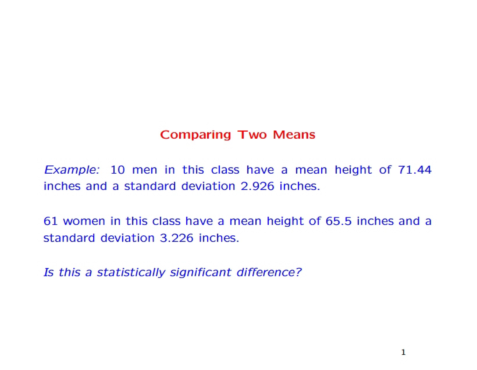 Comparison of Two Means