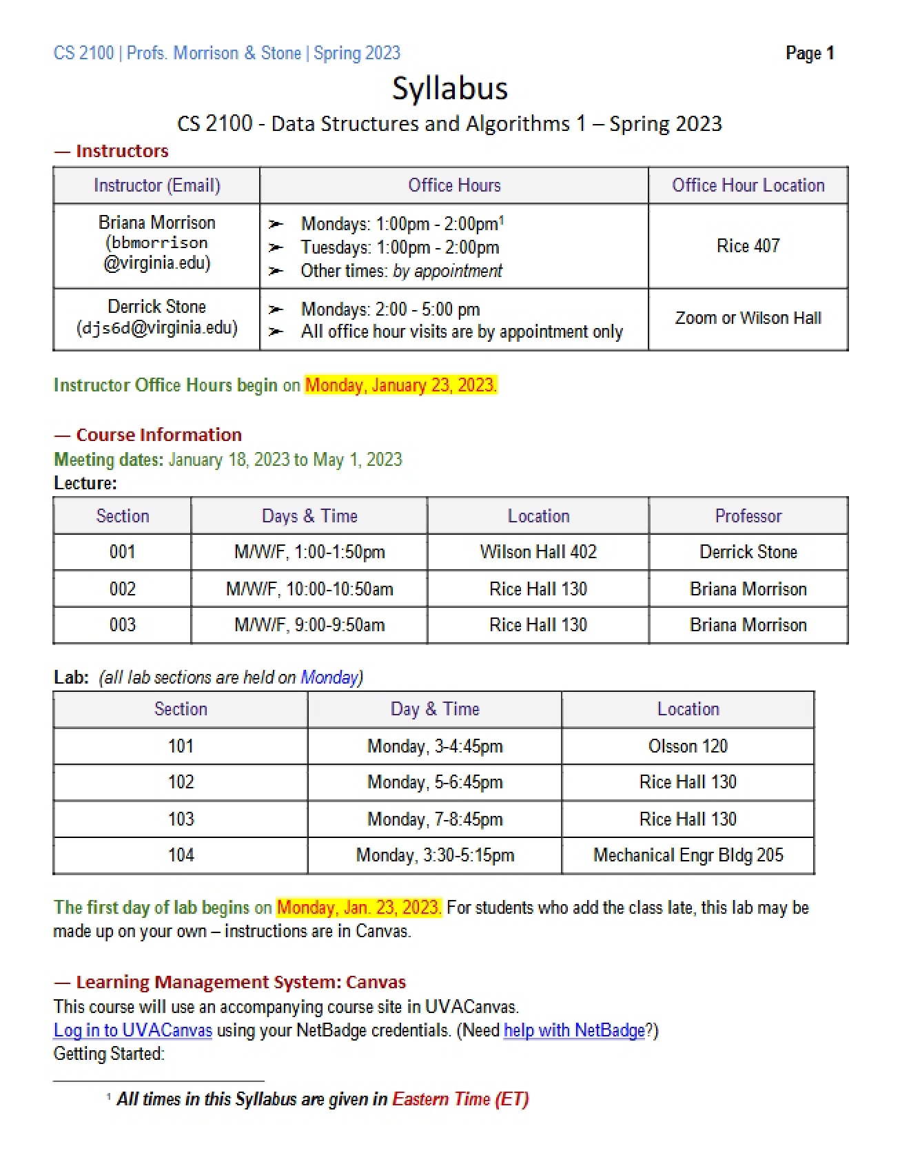 Course Syllabus