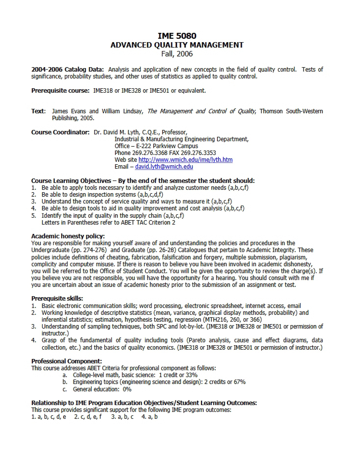 Class Syllabus