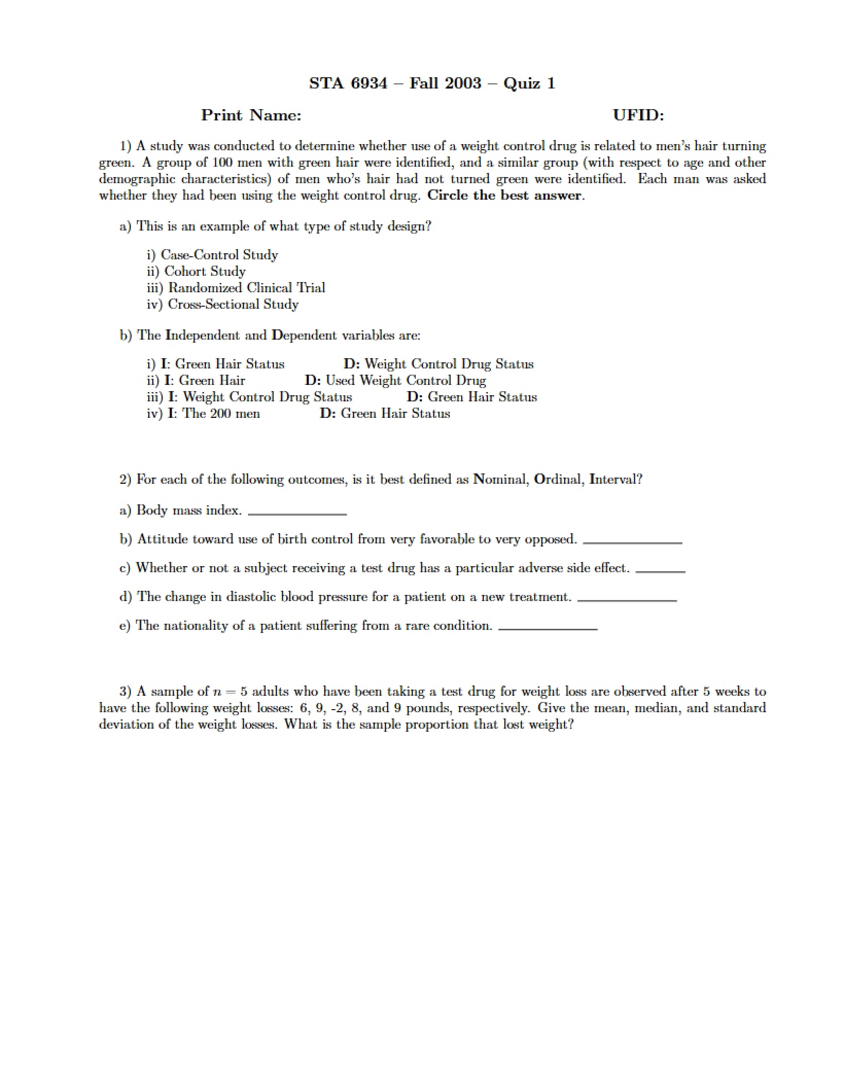 First Quiz