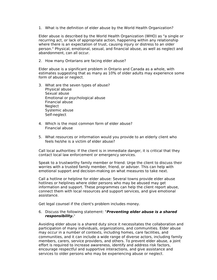 Assignment on Elder Abuse