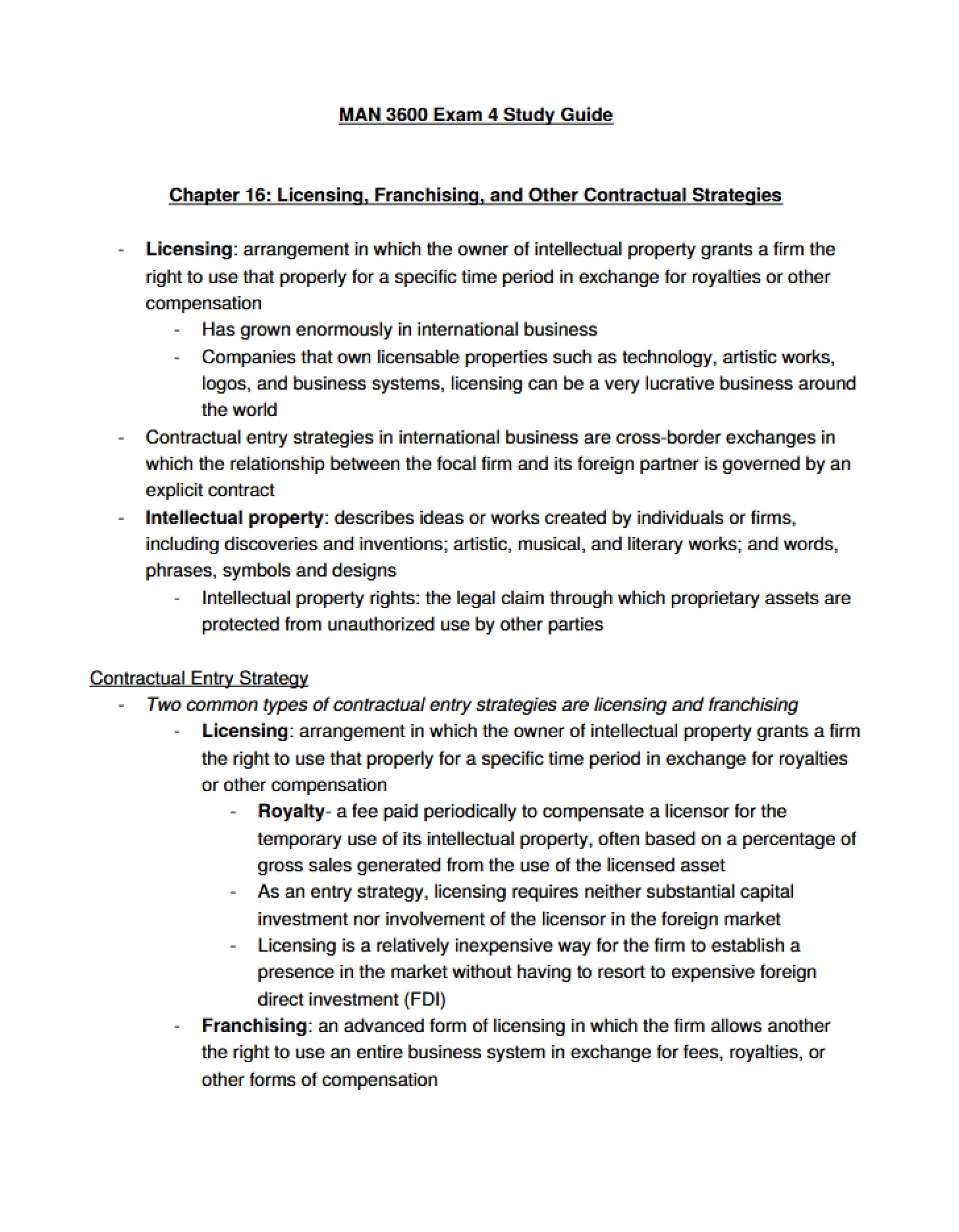 Study Guide for Exam 4