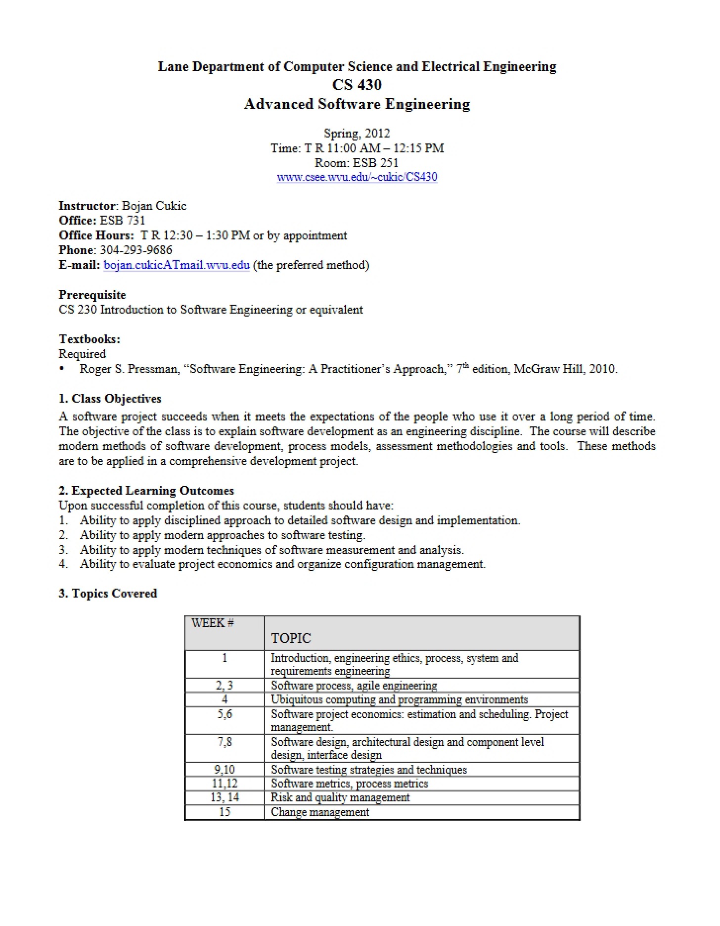 Course Syllabus
