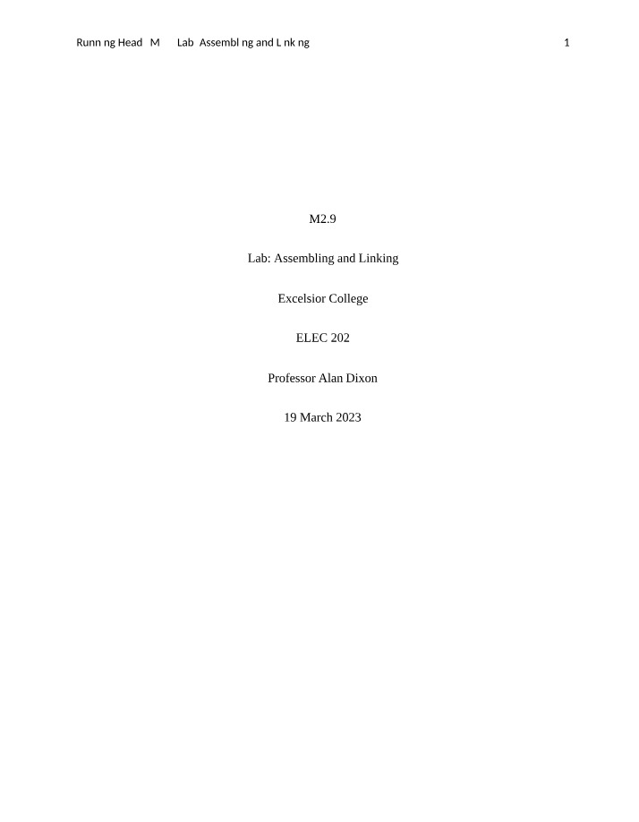 ELEC 202 Lab - Assembling and Linking with MASM