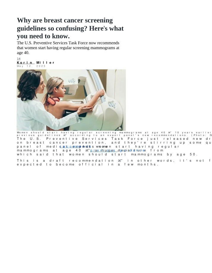 Breast Cancer Screening Guidelines - What You Need