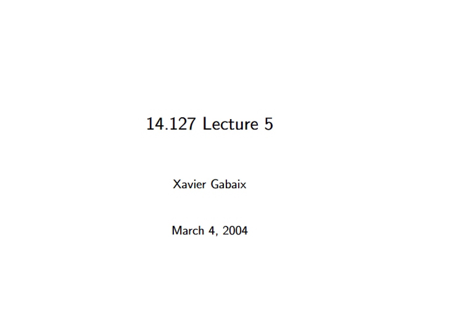 Notes from Class