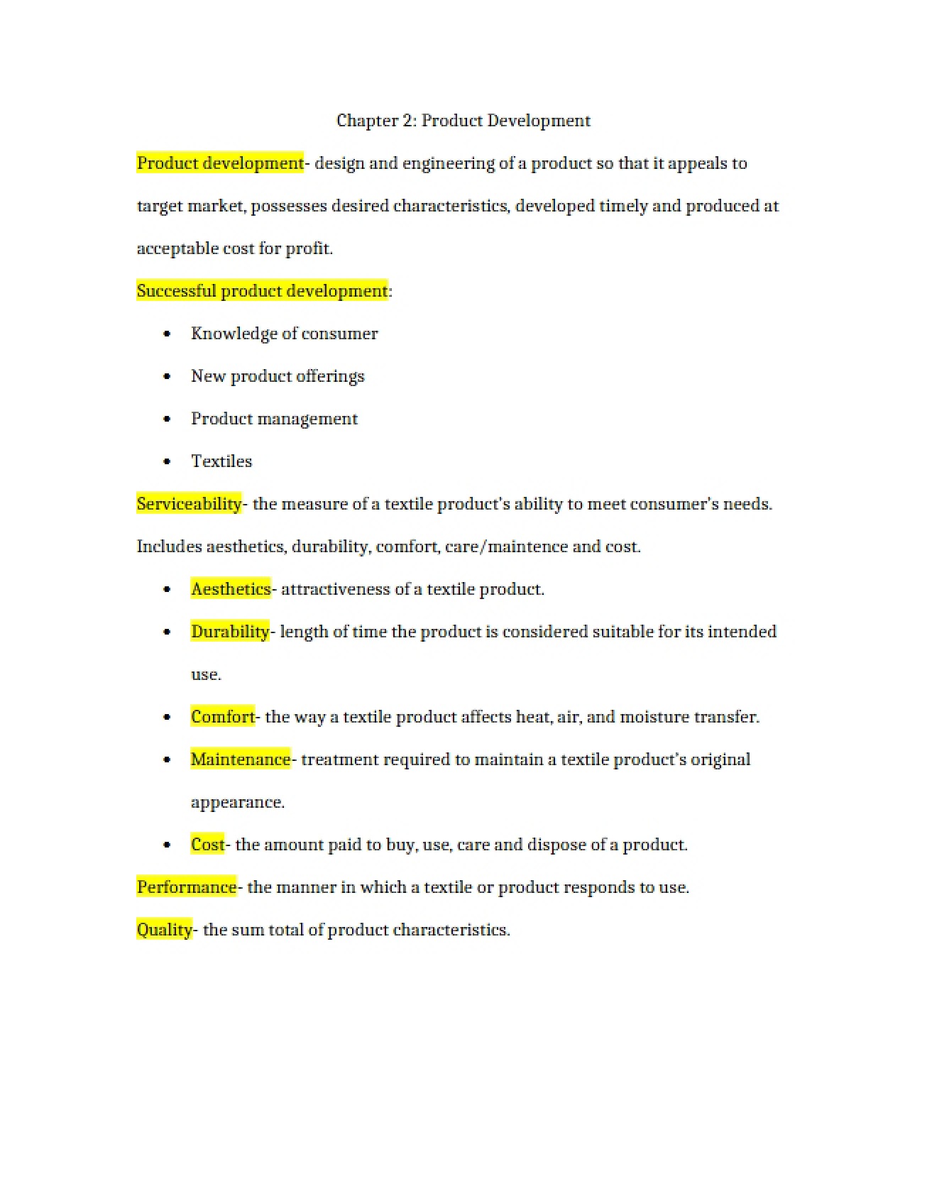 Development of Products (Ch. 2)