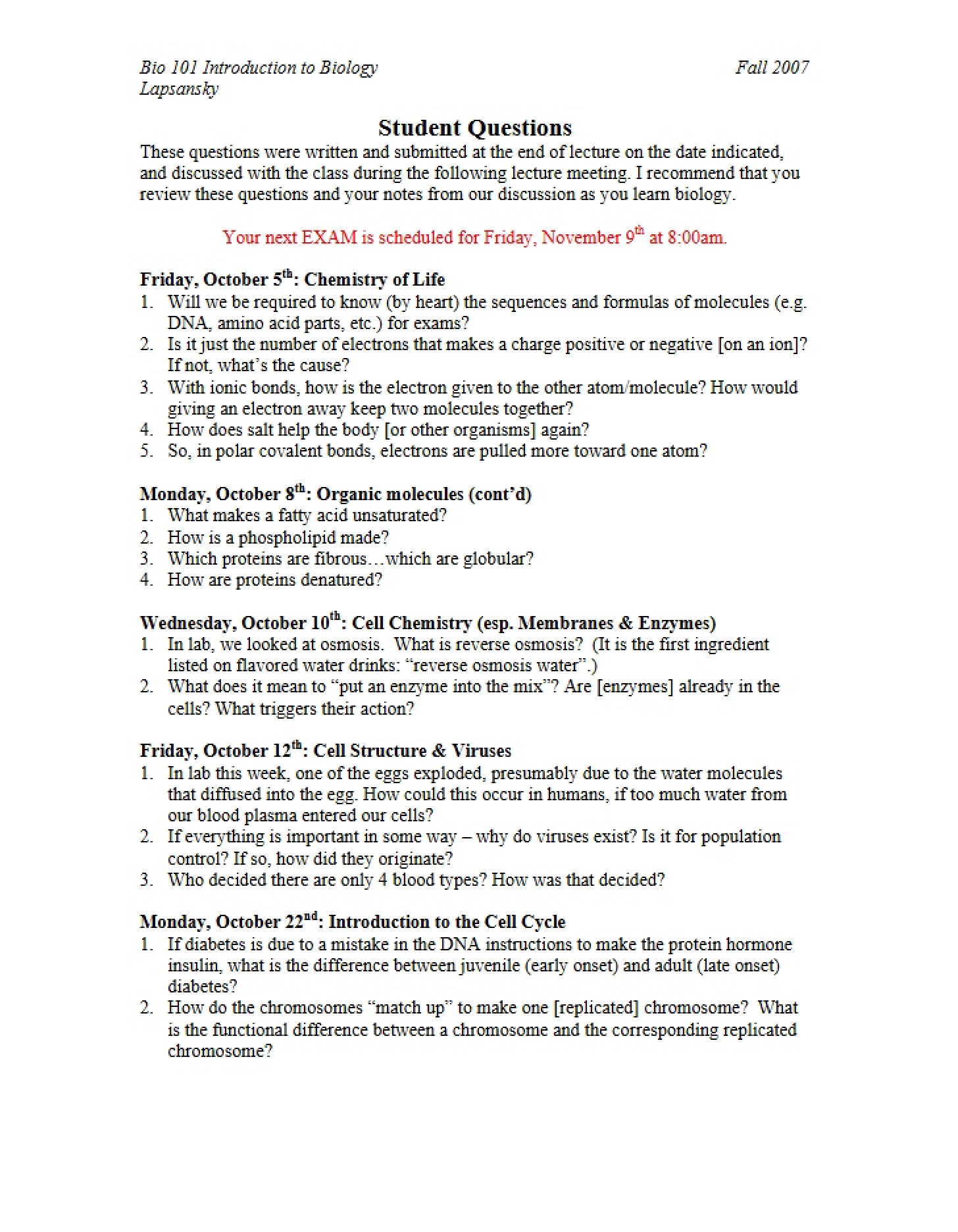 Questions from Students