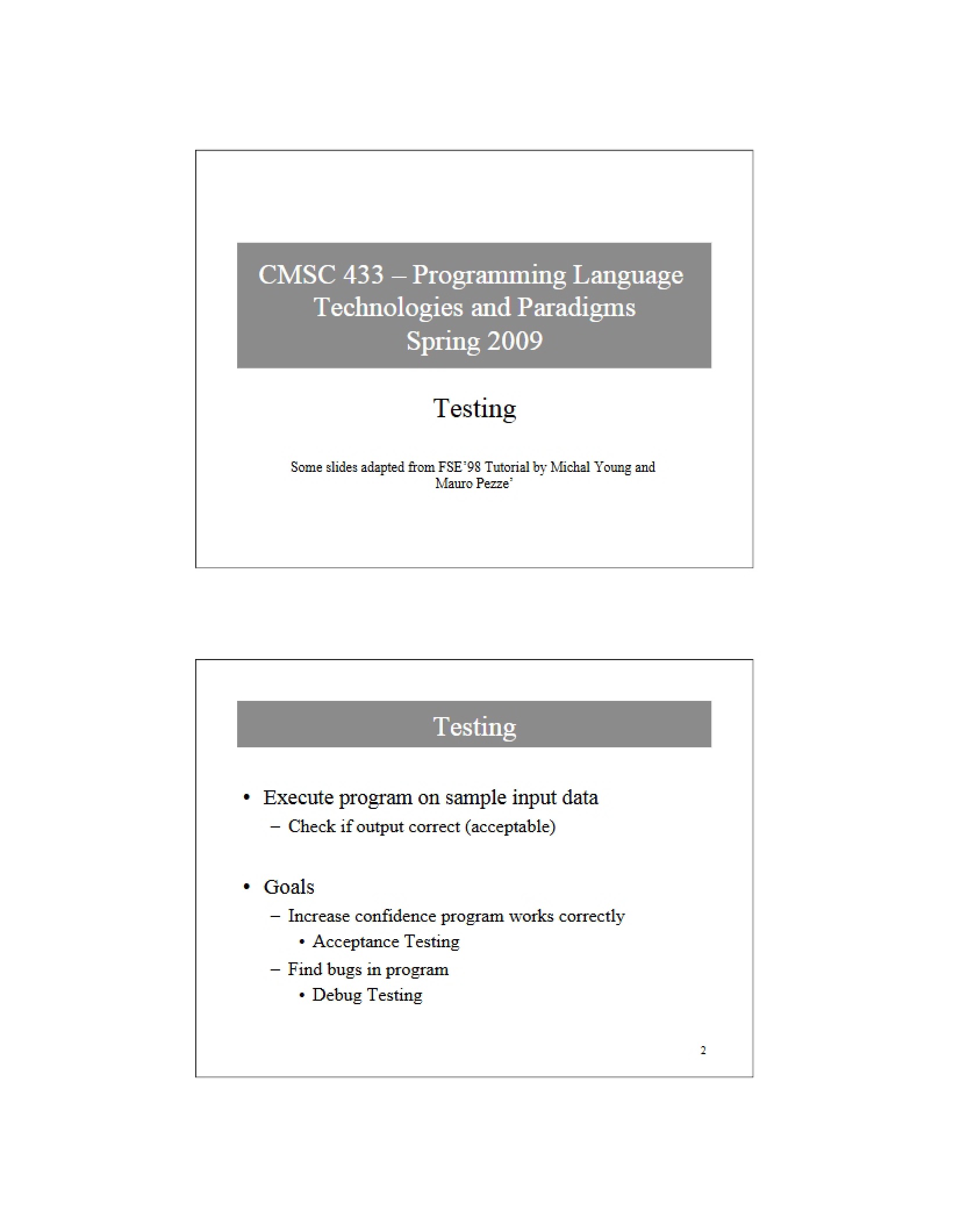 Testing Methodologies
