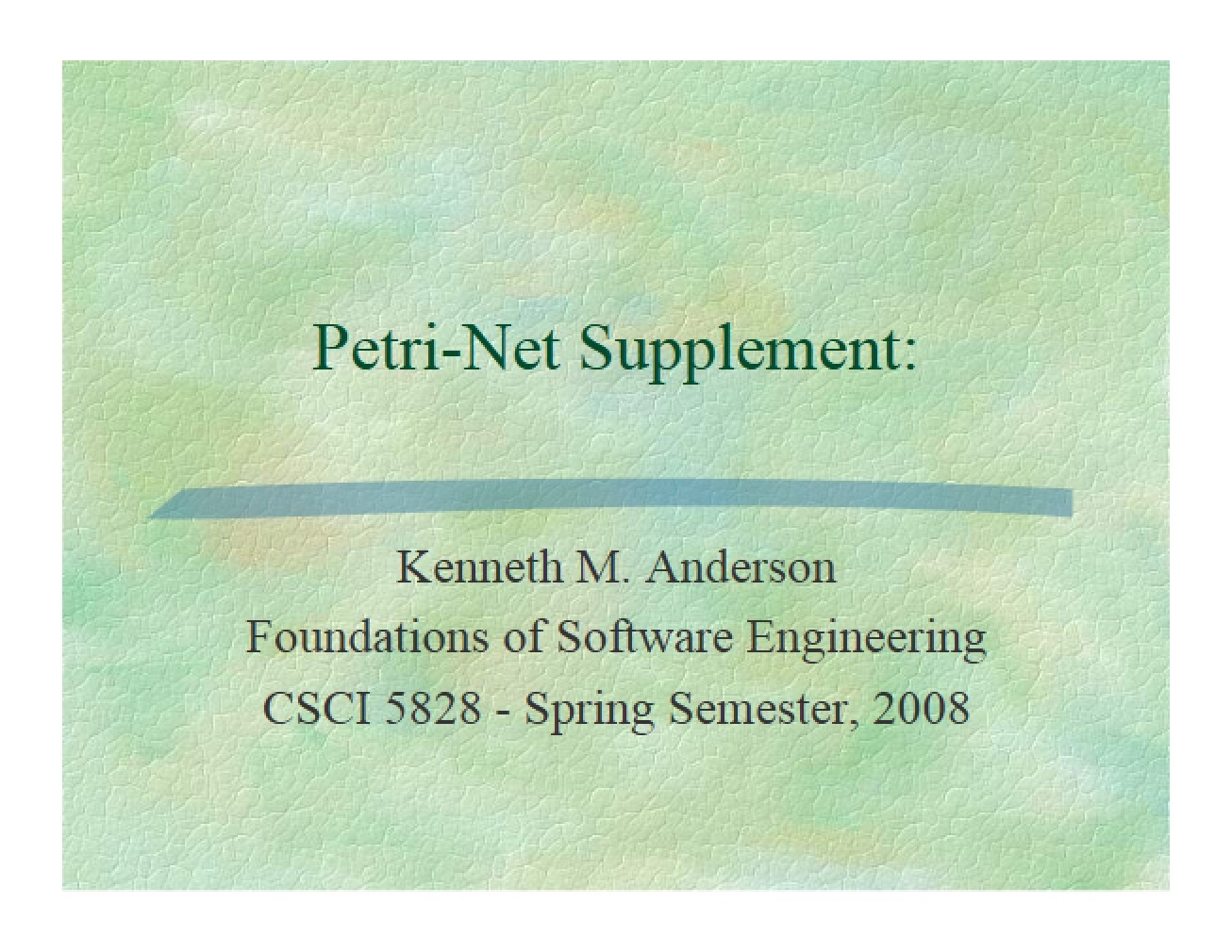 Supplement on Petri-Nets