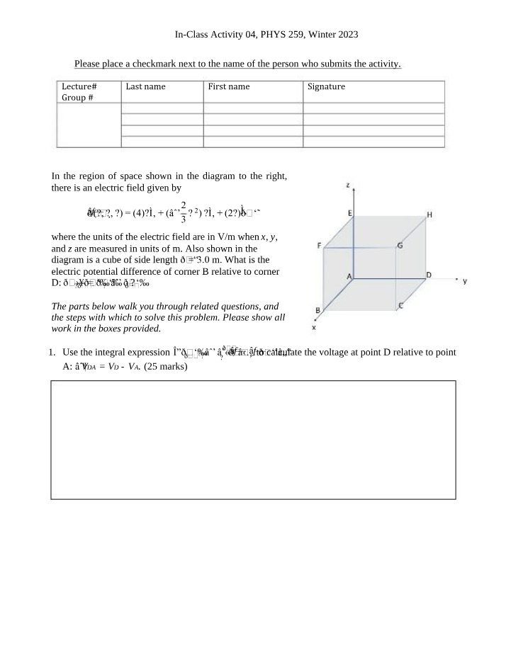 In-Class Activity - Calculating Electric Potential Difference