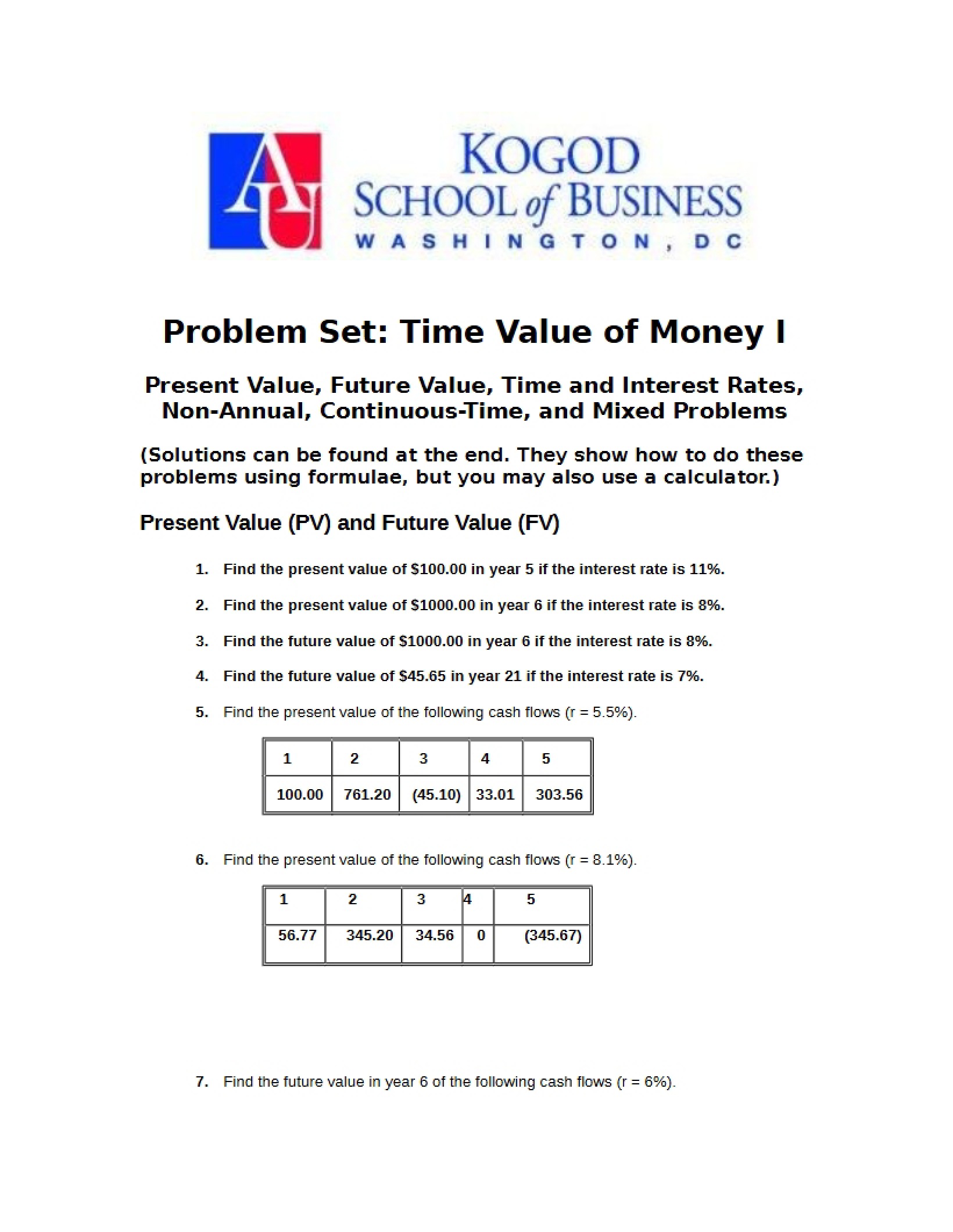 Time Value of Money (Part 1) Problems