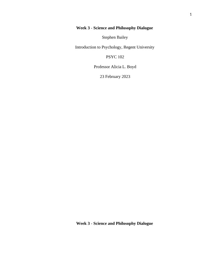 The Four Perspectives in Psychology - A Science and Philosophy Dialogue