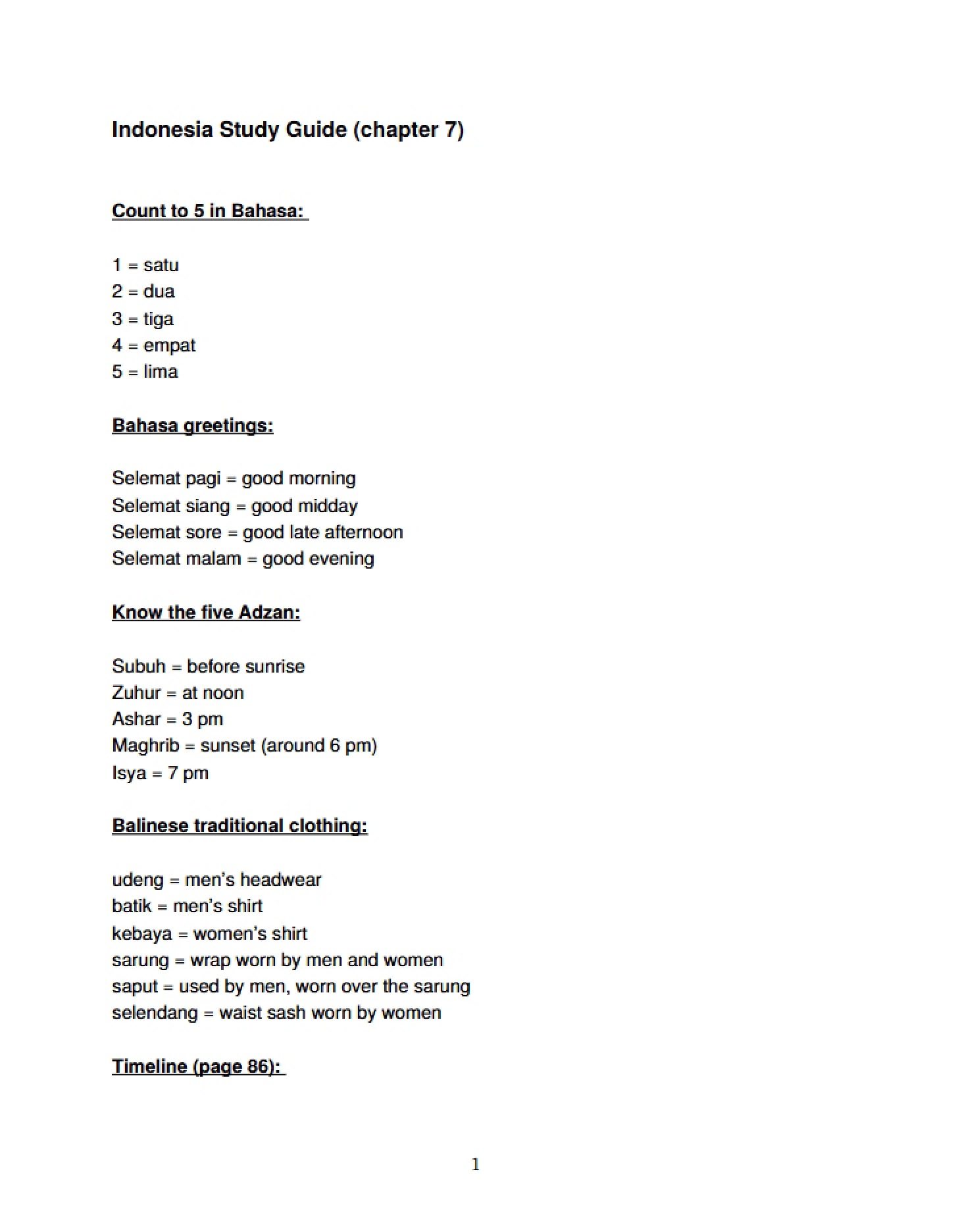 Study Guide Indonesia