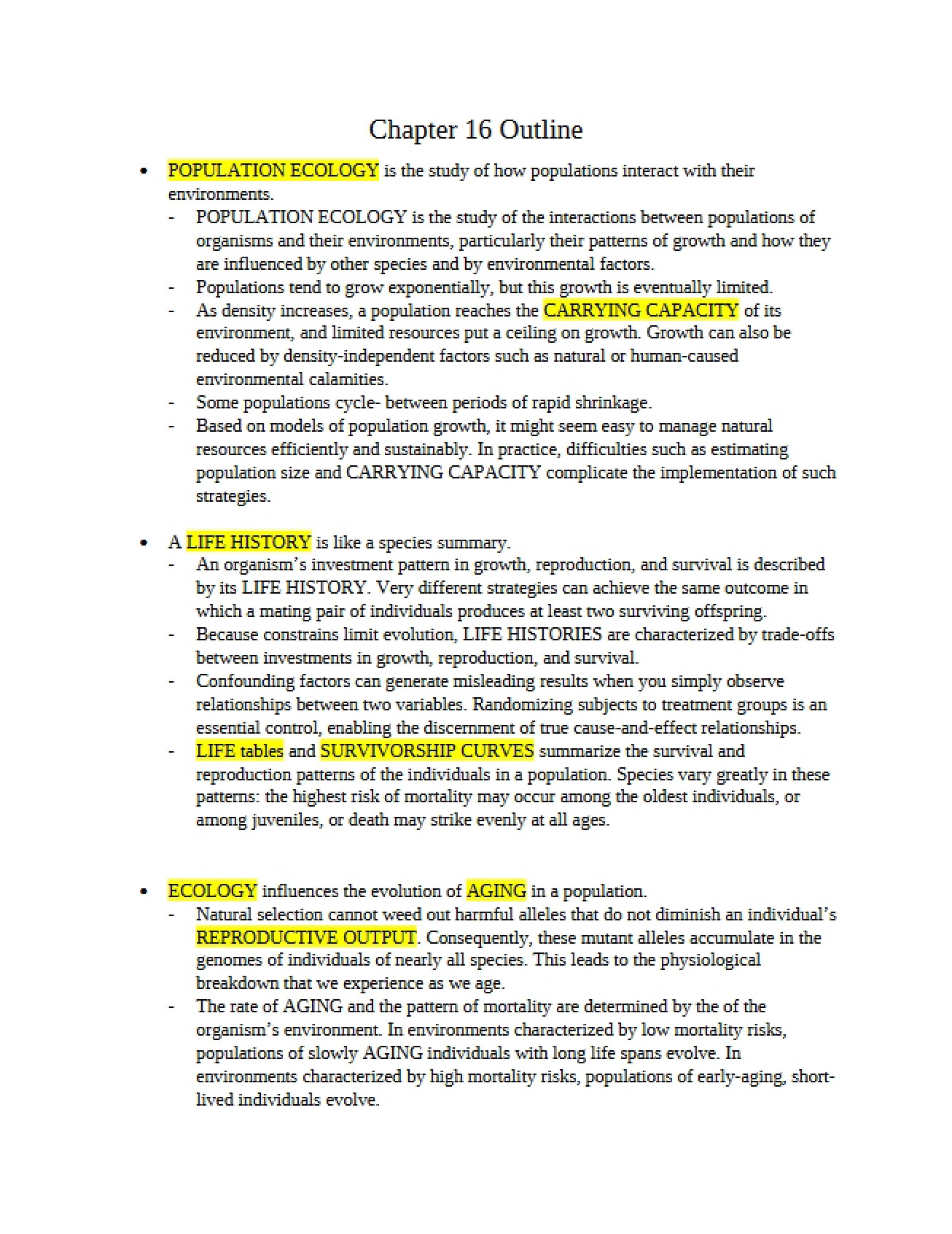 Outline of Chapter 16