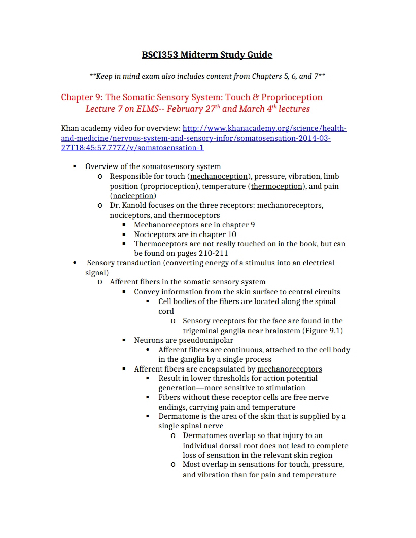 Intermediate Neuroscience Evaluation